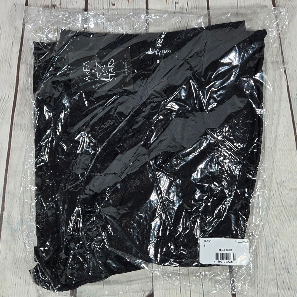 Area Stars Neela Skirt Black Linen Blend Knot‎ Front Slit Midi Skirt Small NEW - Picture 7 of 7
